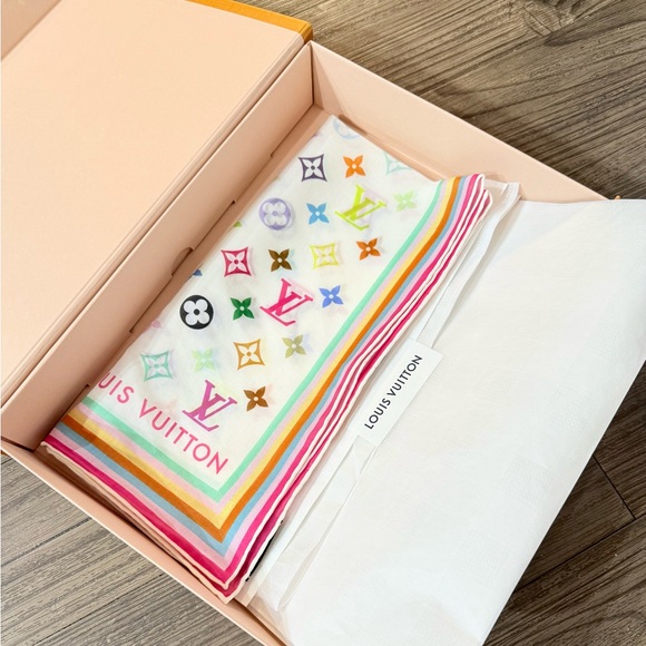 Louis Vuitton x Takashi Murakami Monogram Square 55 Scarf [NEW] - Picture 1 of 5